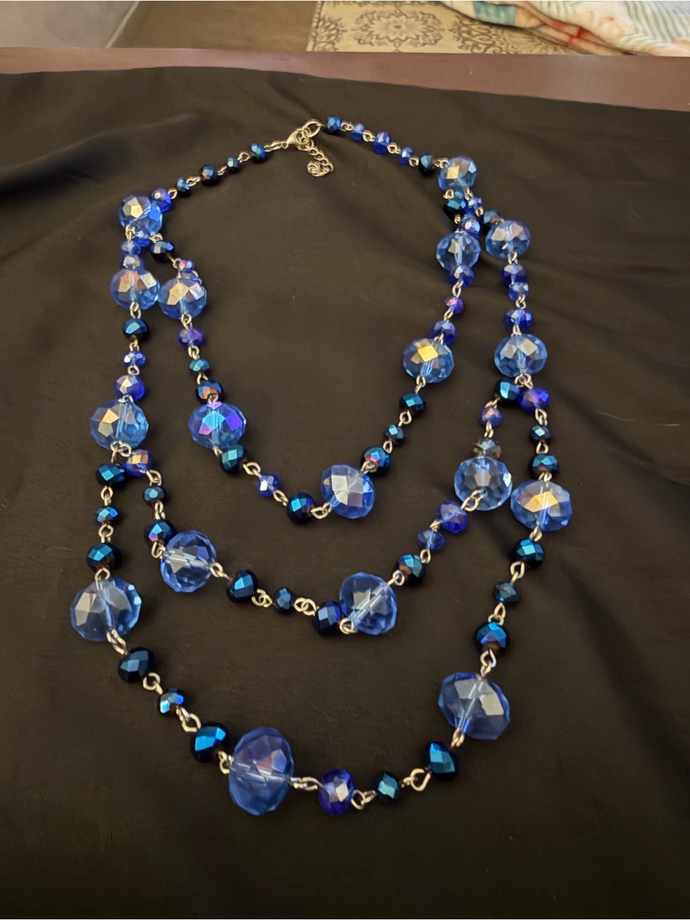 Multi-Strand Blue Crystal Necklace